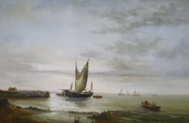 Wheeler, 19th century, oil on canvas, harbour scene, signed, 60 x 90cm