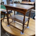 A French walnut two tier side table, 75cm