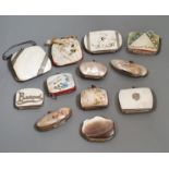 Nine 19th century souvenir mother of pearl purses, and three others