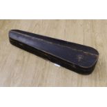 A wooden coffin style violin case, 79cm long