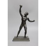 A cast spelter model of a Greek Olympian, 34cm