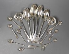A pair of early Victorian silver fiddle pattern table spoons, William Eaton, London, 1840, a pair of