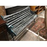 A Victorian style aluminium slatted garden bench in need of repair width 155cm