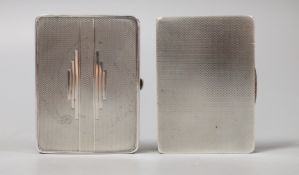An Art Deco engine turned silver cigarette case, Crisford & Norris, Birmingham, 1934, 81mm and one