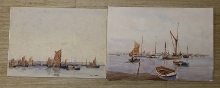 After Briscoe, two watercolours, 'Weekend Afloat' and 'Monday', signed and dated 1944, 27 x 38cm and
