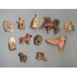 Assortment of pottery antiquities and fragments