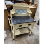 A Victorian later painted marble top washstand, width 86cm