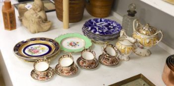 A selection of mixed 19th century ceramics, to include A Wedgwood aesthetic period part dessert