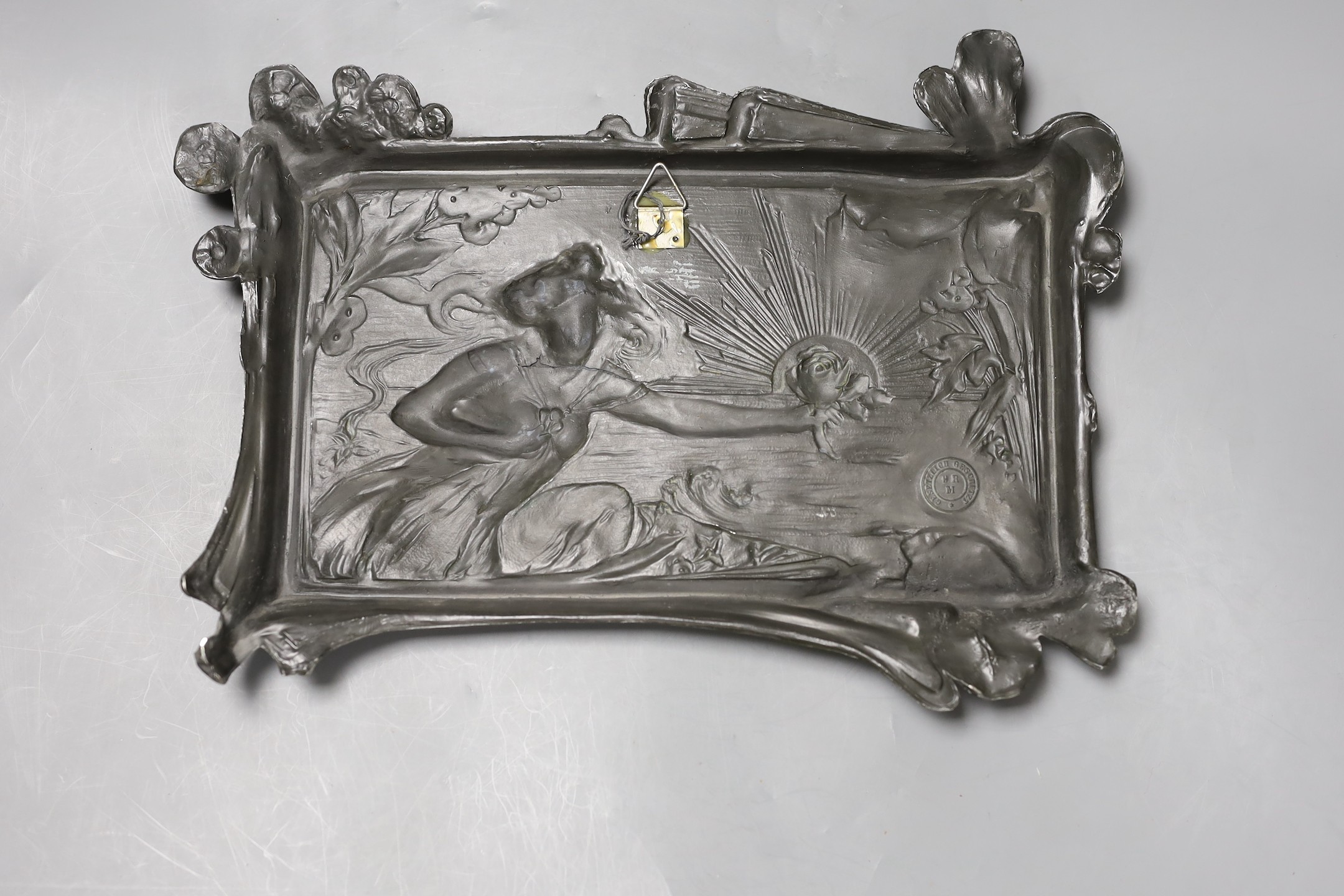 Two WMF plaques and another Art Nouveau plaque stamped gesetzlich geschützt H M R - Image 7 of 7