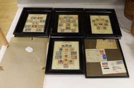 A collection of framed 1980's commemorative stamps, together with full sheets Guernsey, North