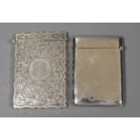 Two silver card cases including engraved late Victorian, Birmingham, 1897, 93mm.