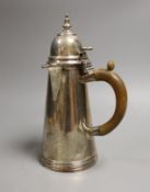 A George V Queen Ann style Brittania standard silver cafe au lait pot, Charles Stuart Harris & Sons,