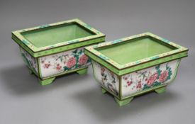 A pair of 20th century Chinese Guangzhou enamel planters, 21cm