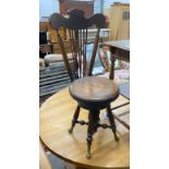 A 19th century French walnut harpist chair, with bronze feet