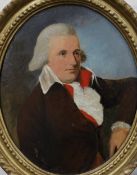 English School, oil on board, late 18th / early 19th century, oval portrait of a gentleman,