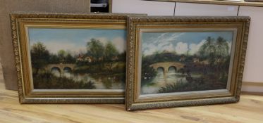 English School c.1900, pair of oils on canvas, River landscapes, 50 x 75cm