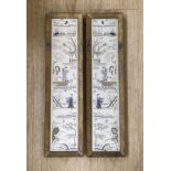 A pair of framed Chinese silkwork pictures, 53.5 x 14cm