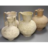 A selection of four Islamic terracotta jugs, Middle Eastern, possibly 12th century AD, The tallest