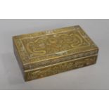 A 1920s Chinese brass 'dragon' cigarette box, 15.5cm