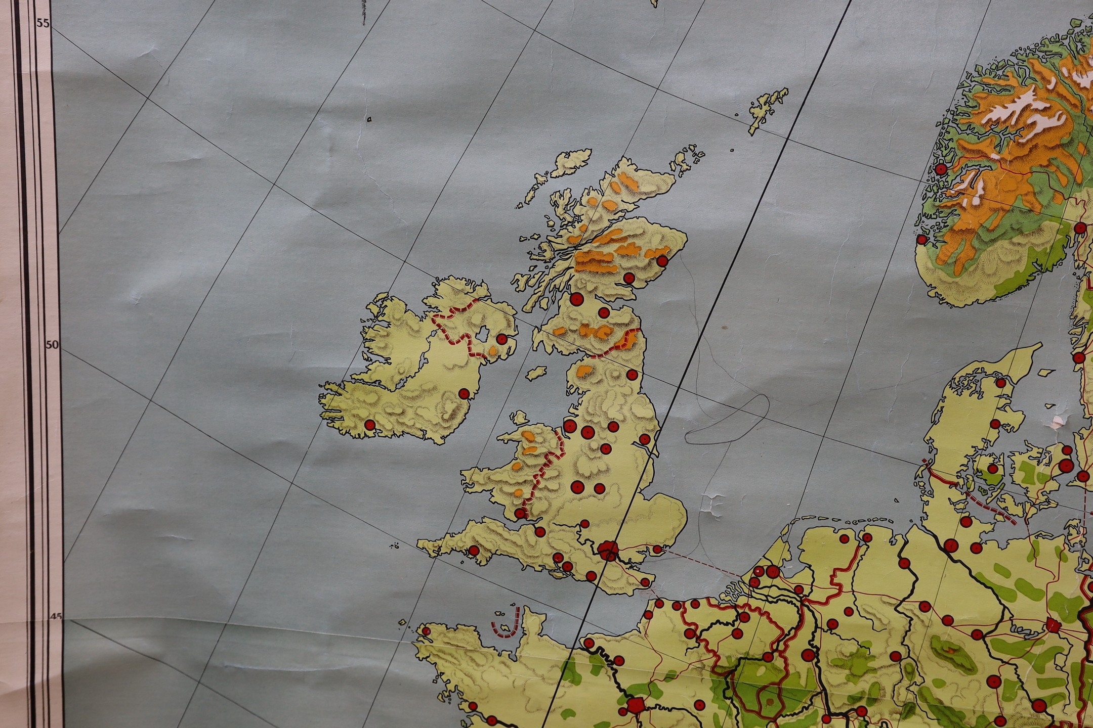 A Dutch school map of Europe, 200cm wide - Image 4 of 7