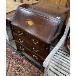 An Edwardian inlaid mahogany bureau, width 76cm