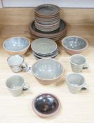 A group of St Ives (Leach) pottery green glazed stoneware tea and dinner wares Provenance - Bob