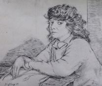 Llewelyn Petley Jones (1908-1986), etching, Portrait of a lady, signed in pencil, 13 x 15cm
