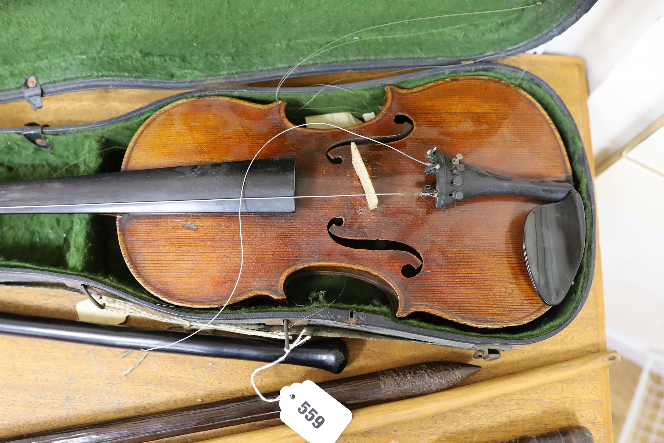 A 19th century cased violin, possibly John Walker - Image 2 of 4
