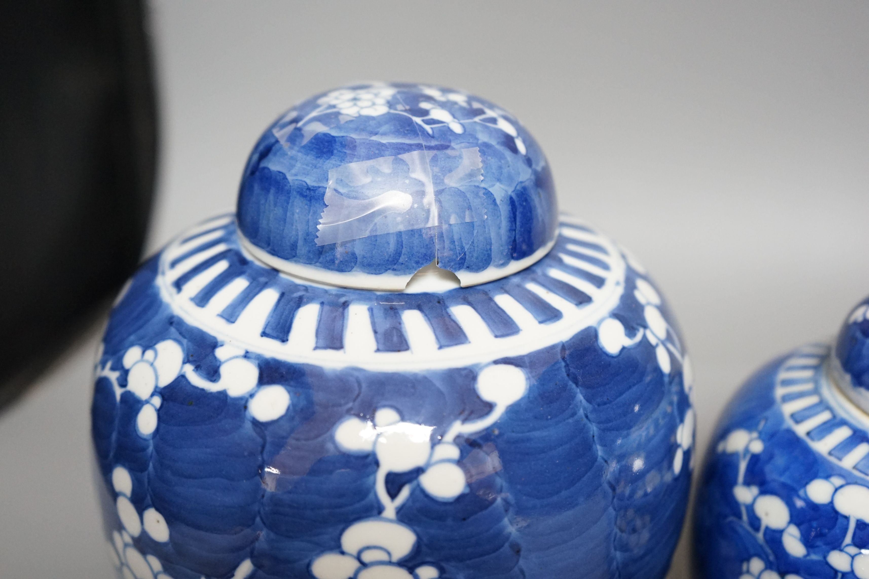 Three Chinese blue and white jars and covers,tallest 21cms high, - Image 3 of 5