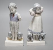 Teddy bear & Steiff collector’s interest - a pair of 1920s German Goebel porcelain figures of a girl