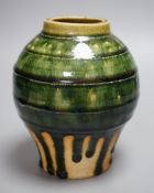 Ken Matsuzaki (b.1947), A boxed green glazed Oribe vase, with receipt of purchase from Goldmark