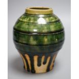 Ken Matsuzaki (b.1947), A boxed green glazed Oribe vase, with receipt of purchase from Goldmark