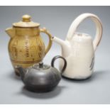 British studio pottery; a Jane Sawyer coffee pot and cover, Danlami Aliyu, for Wenford Bridge