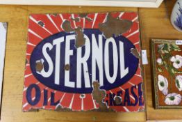 A Sternol oil and grease enamel advertising sign, 45 x 53cm