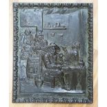 Nine relief plaques, a carved panel and a bronze style putti mounted on wooden panel,