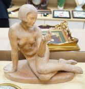 After Albert Patrisse (1892-1964), an Art Deco, signed and stamped, terracotta model o