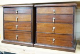 A pair 19th century mahogany four drawer cabinets, 29cms wide x 31cms high