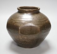 Attributed to Robert Fournier, but possibly by Ray Finch, a tenmoku glazed cut sided ovoid pot, ex