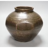 Attributed to Robert Fournier, but possibly by Ray Finch, a tenmoku glazed cut sided ovoid pot, ex