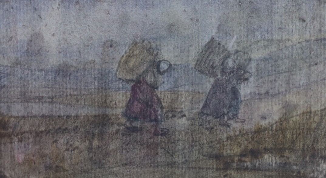 Edith Œnone Somerville (Irish, 1858-1949), watercolour and pencil, 'Bringing home the creels', - Image 2 of 3