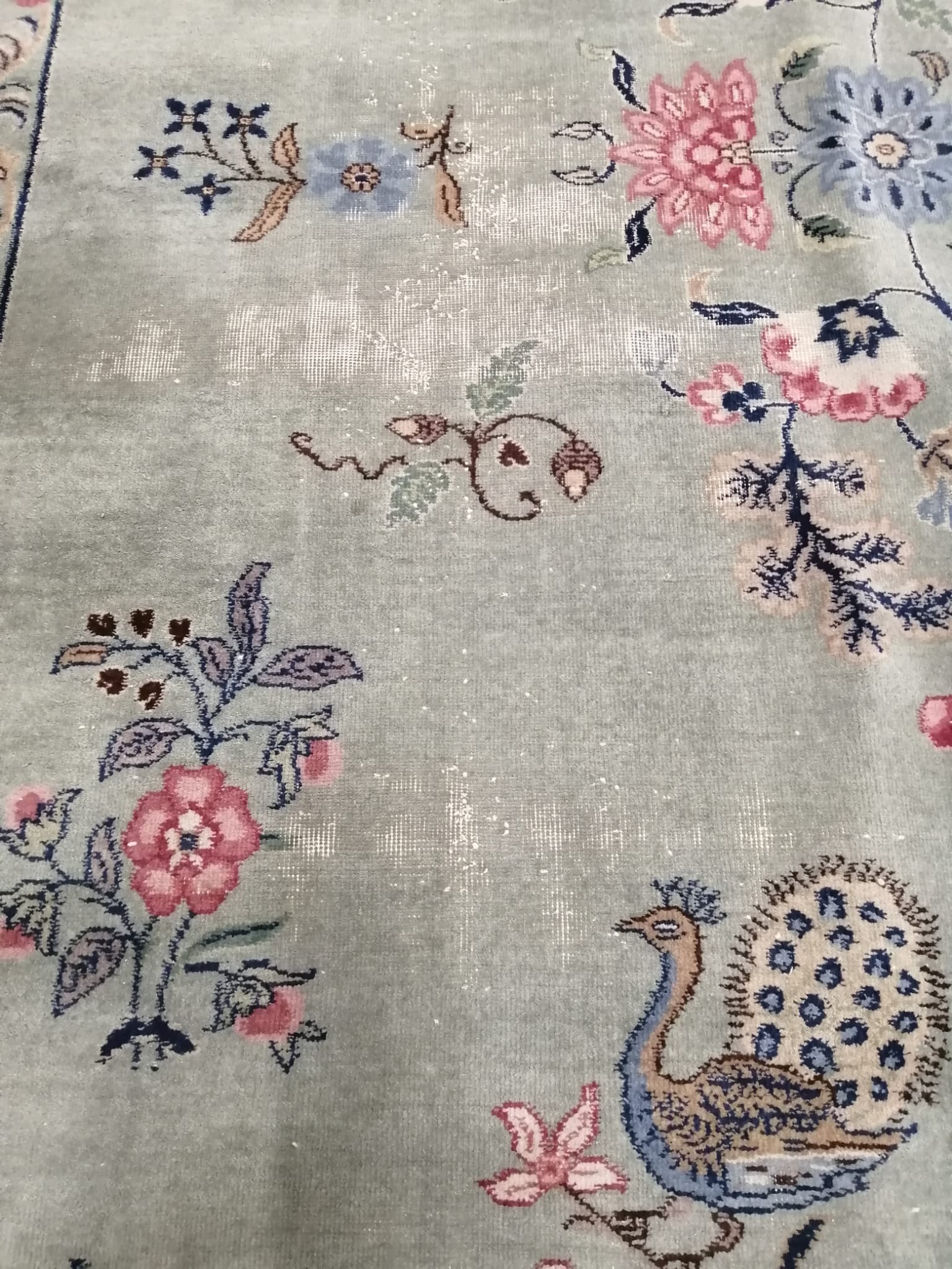 A Chinese Celadon ground floral blue ground carpet, approx. 544 x 366cm - Image 2 of 3
