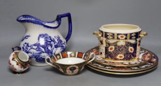 Royal Crown Derby tableware and blue and white jug
