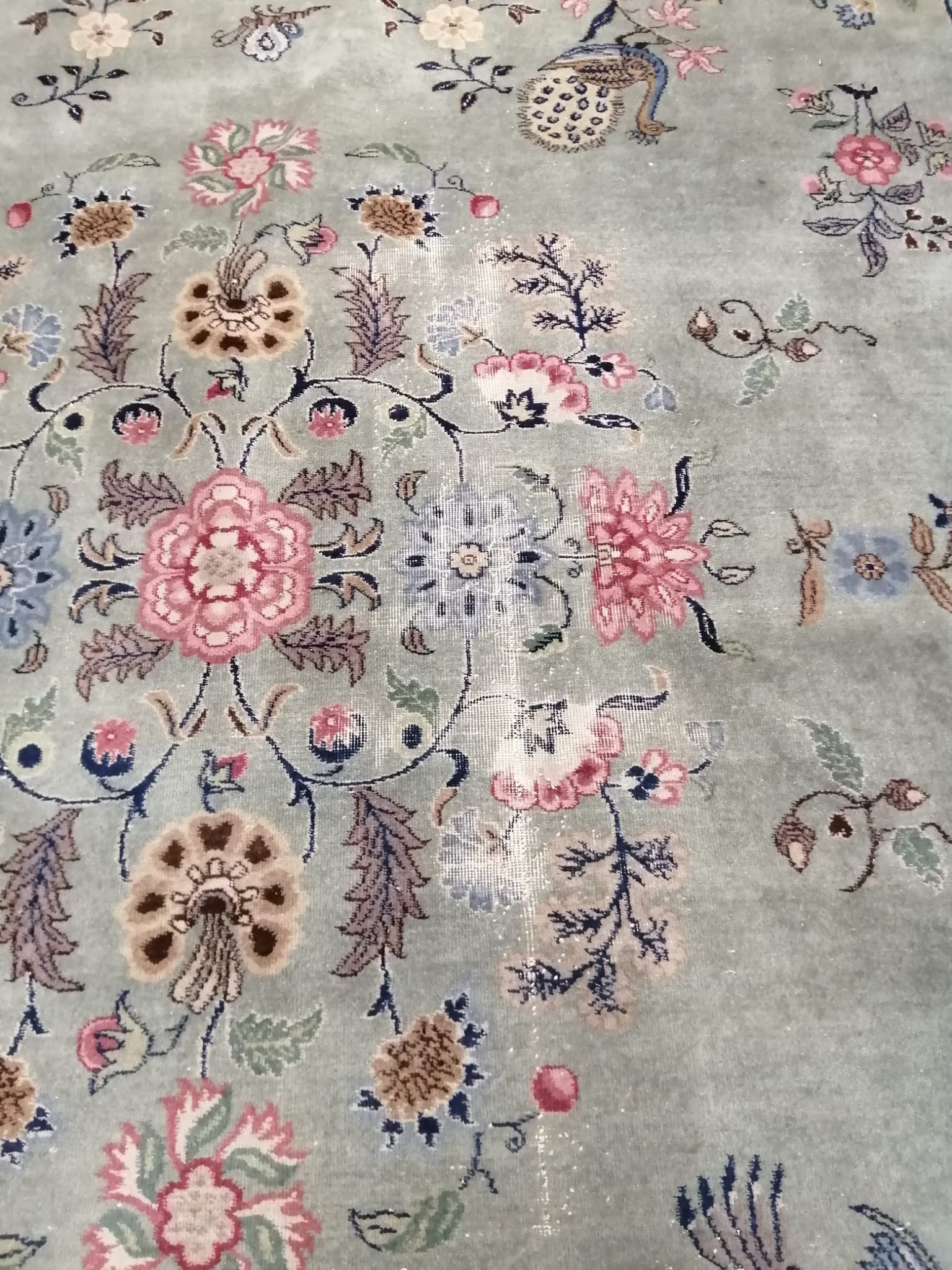 A Chinese Celadon ground floral blue ground carpet, approx. 544 x 366cm - Image 3 of 3