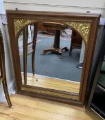A late 19th century French oak wooden carved and parcel gilt painted rectangular wall mirror, height