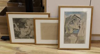 After Picasso, three assorted prints, largest 39 x 26cm