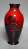 A Royal Doulton flambé vase, signed Noke, 28cms high