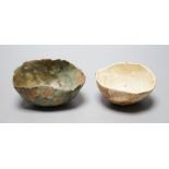§ § Ewen Henderson (1934-2000), two hand-built mixed laminated clay dishes, largest 12.5cm wide
