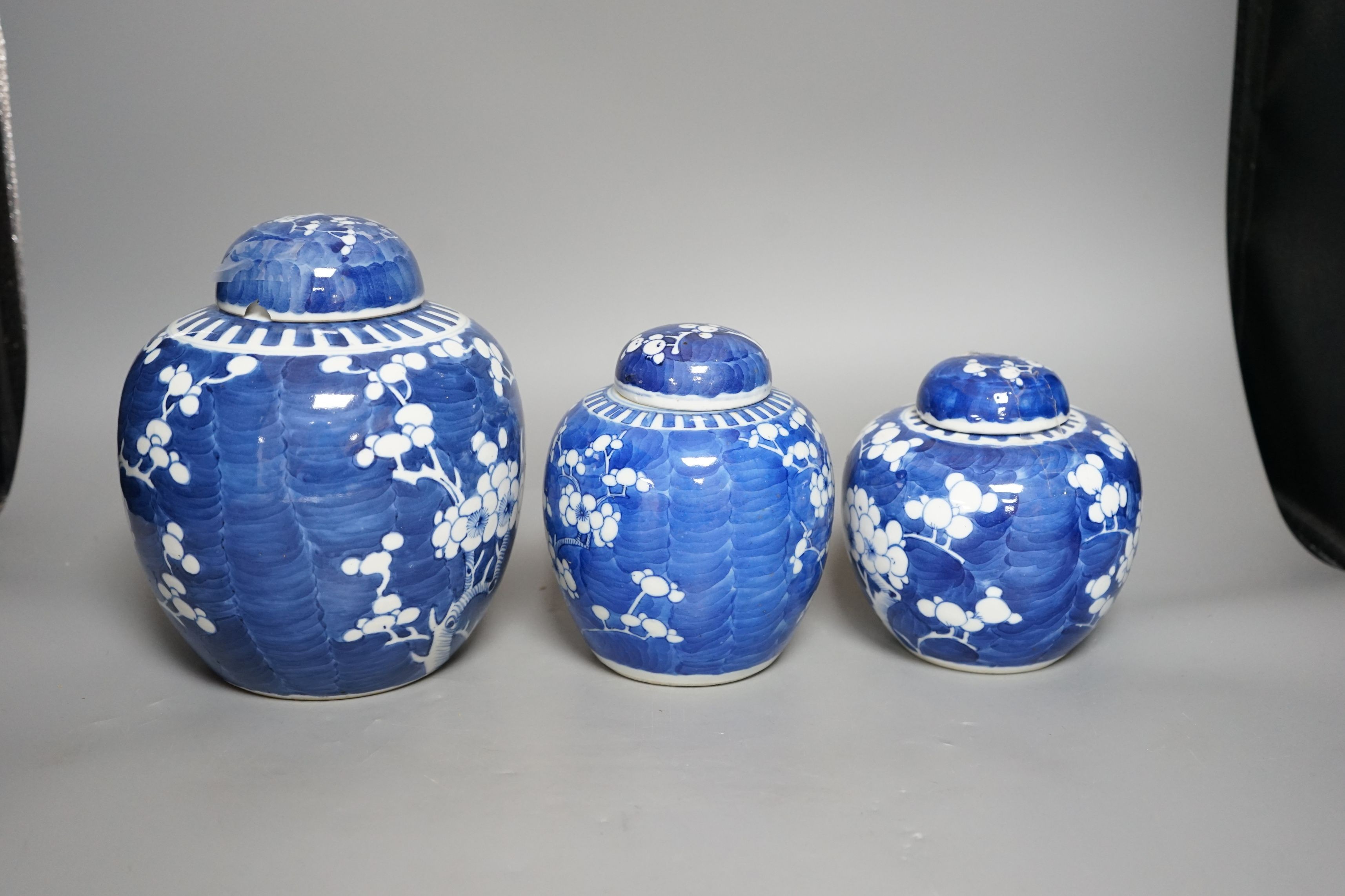 Three Chinese blue and white jars and covers,tallest 21cms high, - Image 4 of 5