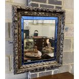 A rectangular giltwood wall mirror with blue glass slip, width 70cm, height 80cm