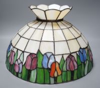 A large Tiffany style glass ceiling shade, 28cms high